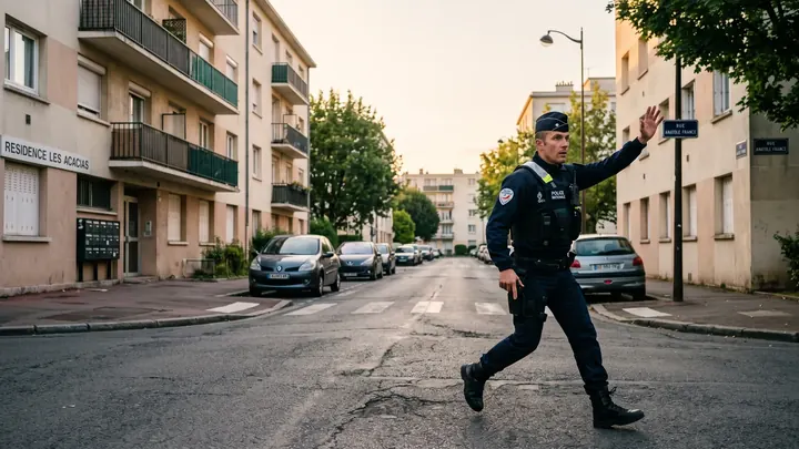 Policiers examinant une scène d’intervention en France