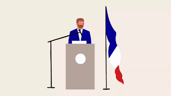 Drapeaux français et symboles représentant plusieurs formations politiques françaises
