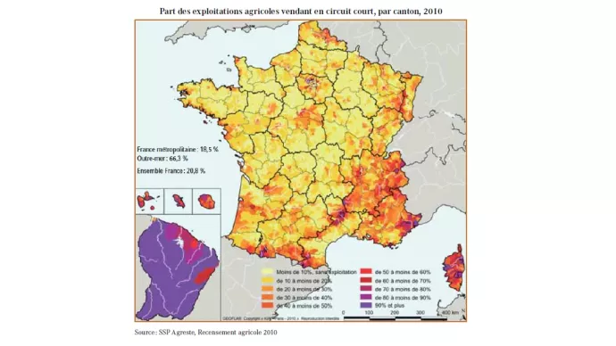 Zone urbaine française avec commerces, bureaux et activités professionnelles