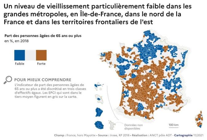 Vieillissement de la population dans les territoires français